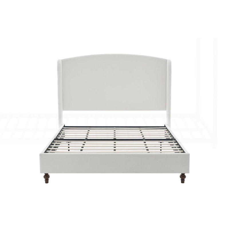 Cama King con respaldo alto tapizada de estilo minimalista para un sueño reparador y un dormitorio elegante