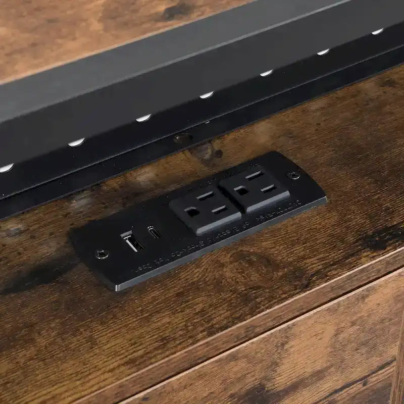 Cama de Plataforma King Size de Metal con Cabecero de Madera, Cajones y Luces LED