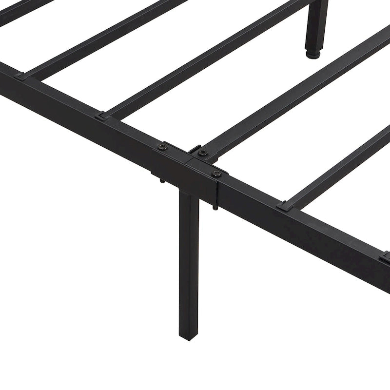 Cama de Plataforma King Size de Metal con Cabecero de Madera, Cajones y Luces LED