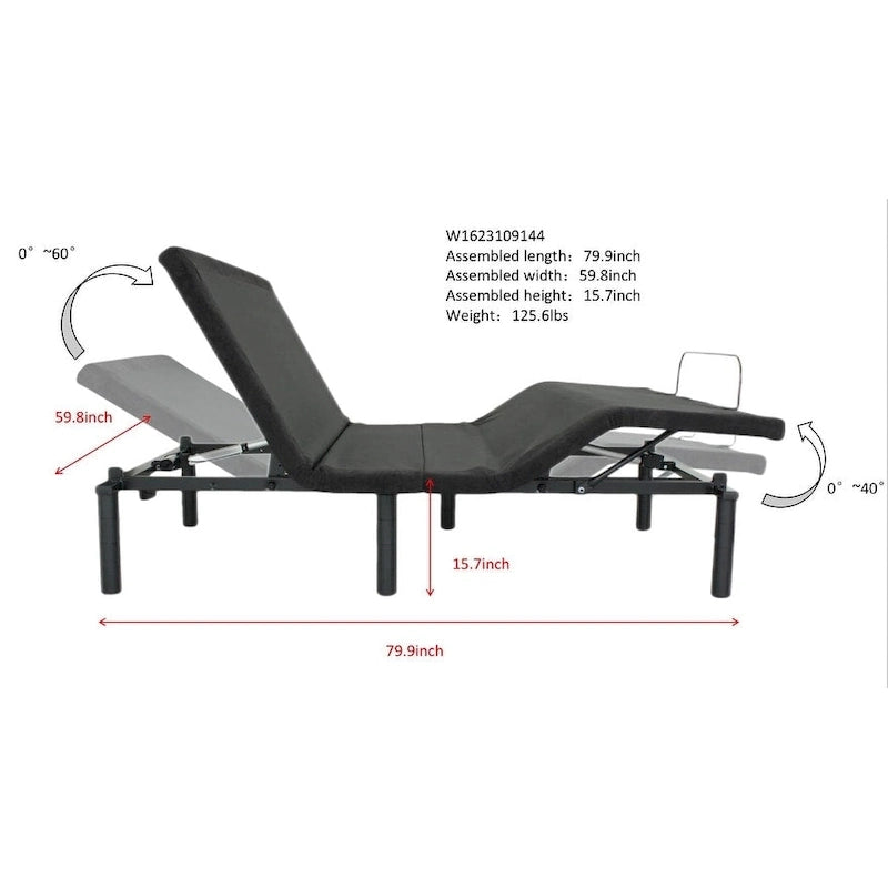 Base de cama eléctrica ajustable tamaño Queen negra antigua con control remoto
