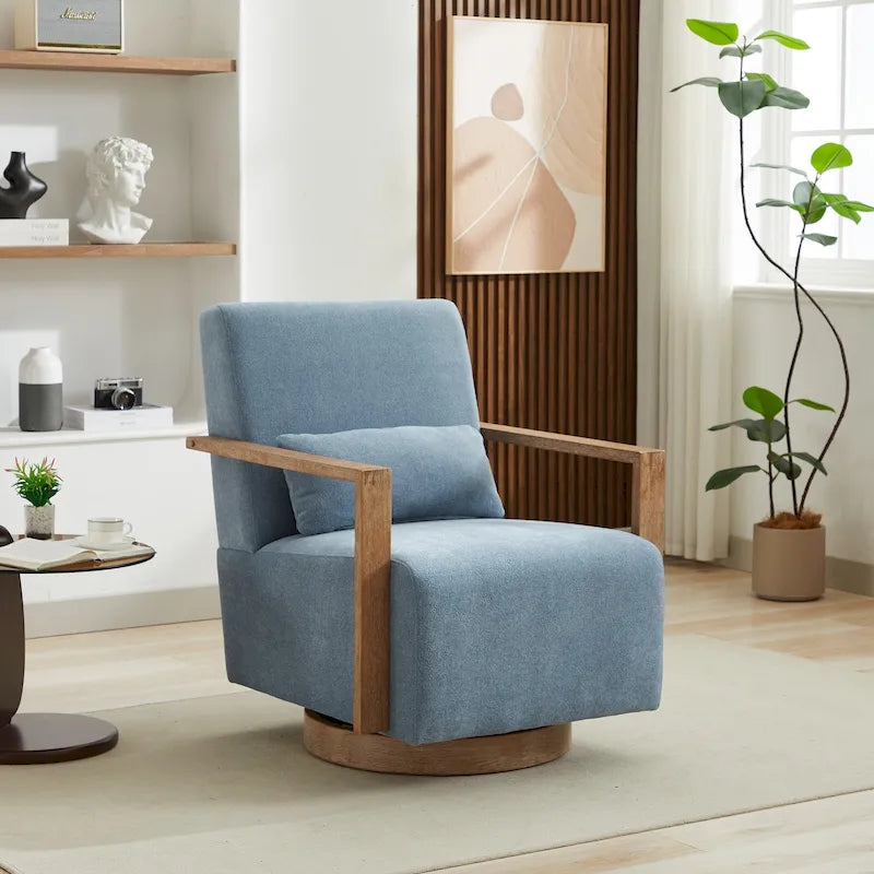 30.31 Sillón giratorio decorativo tapizado de mezcla de lino