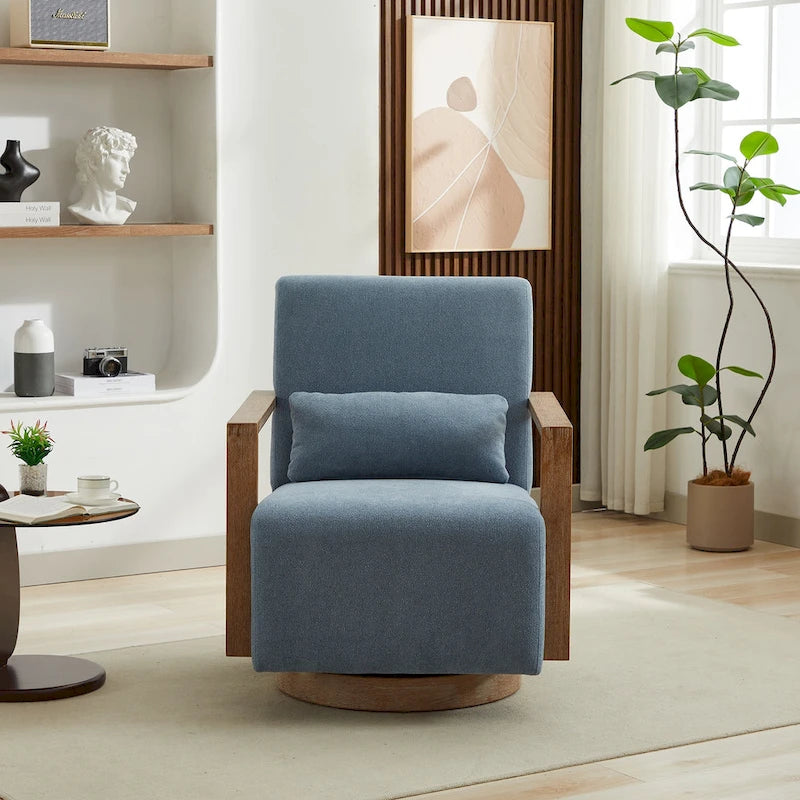 30.31 Sillón giratorio decorativo tapizado de mezcla de lino