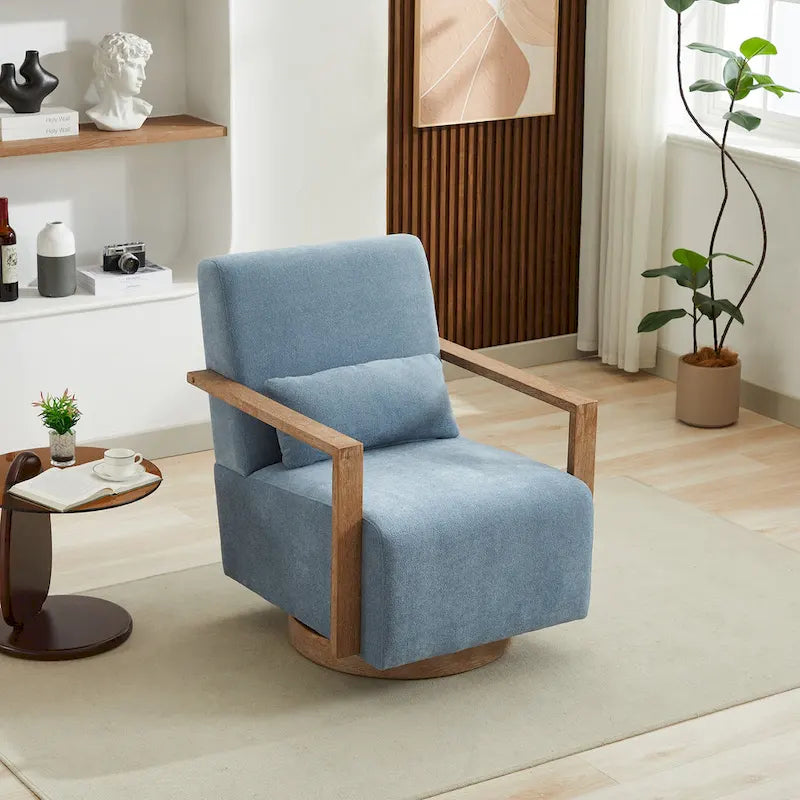 30.31 Sillón giratorio decorativo tapizado de mezcla de lino