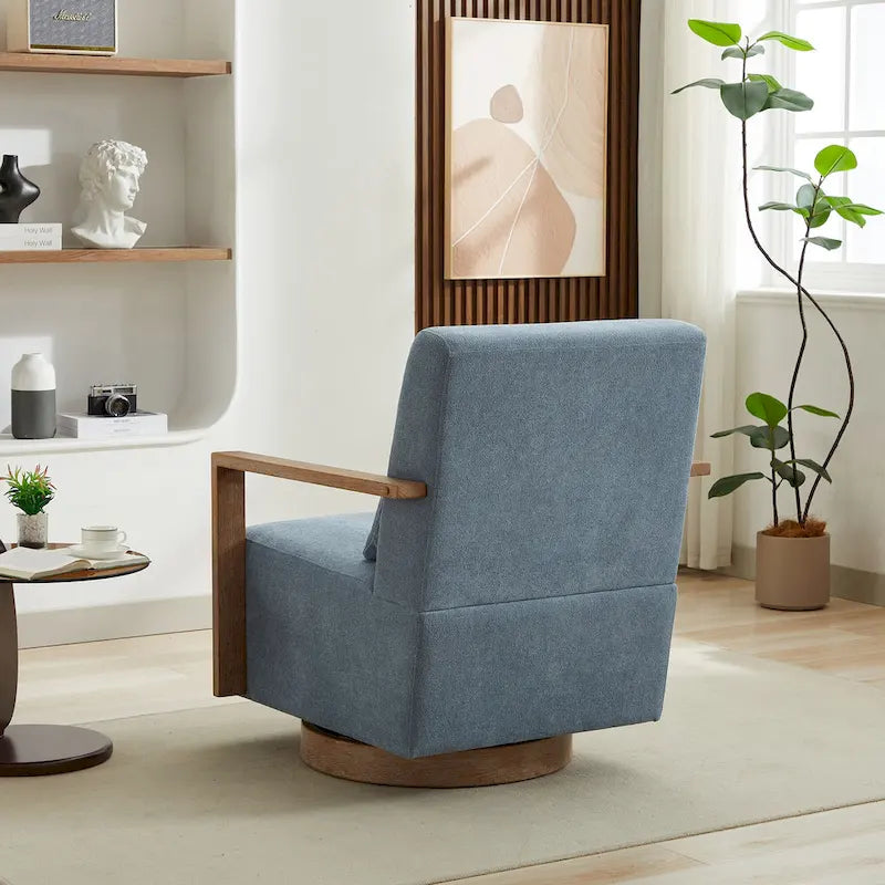 30.31 Sillón giratorio decorativo tapizado de mezcla de lino