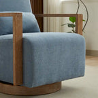 30.31 Sillón giratorio decorativo tapizado de mezcla de lino