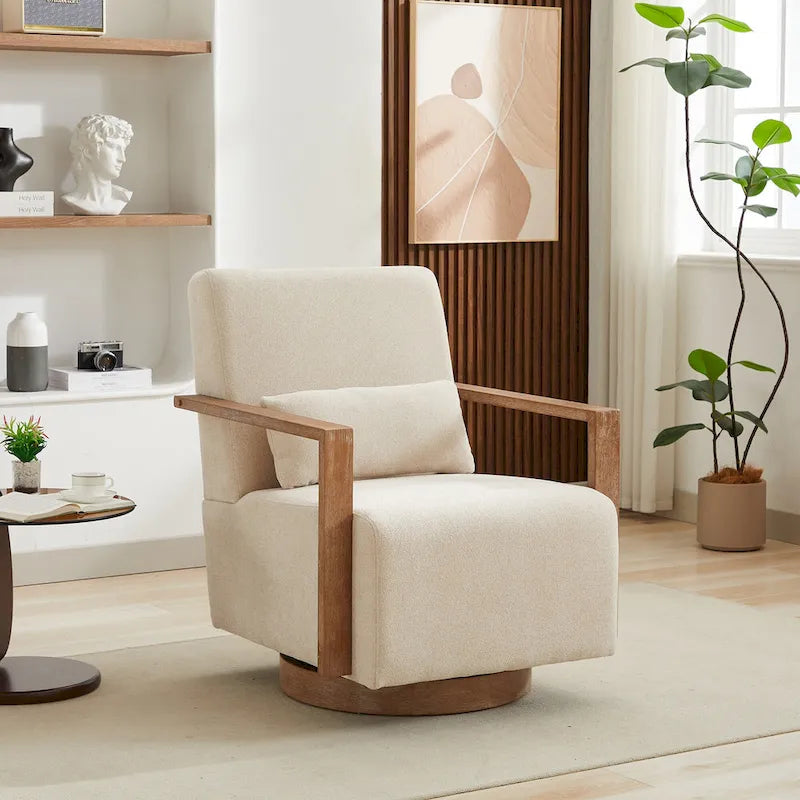 30.31 Sillón giratorio decorativo tapizado de mezcla de lino