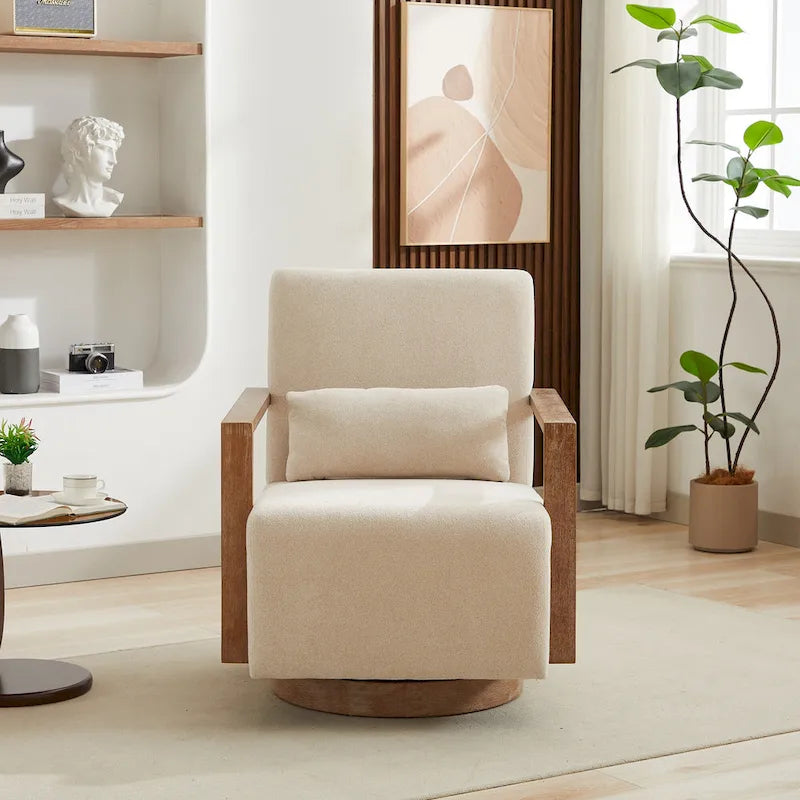 30.31 Sillón giratorio decorativo tapizado de mezcla de lino