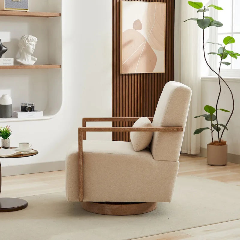 30.31 Sillón giratorio decorativo tapizado de mezcla de lino