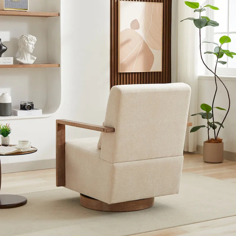 30.31 Sillón giratorio decorativo tapizado de mezcla de lino