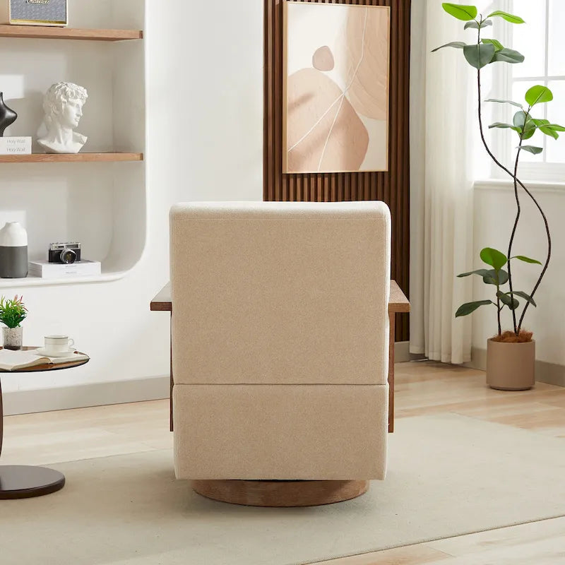 30.31 Sillón giratorio decorativo tapizado de mezcla de lino
