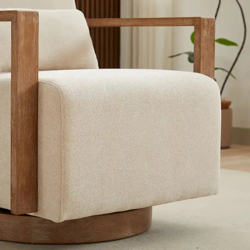 30.31 Sillón giratorio decorativo tapizado de mezcla de lino
