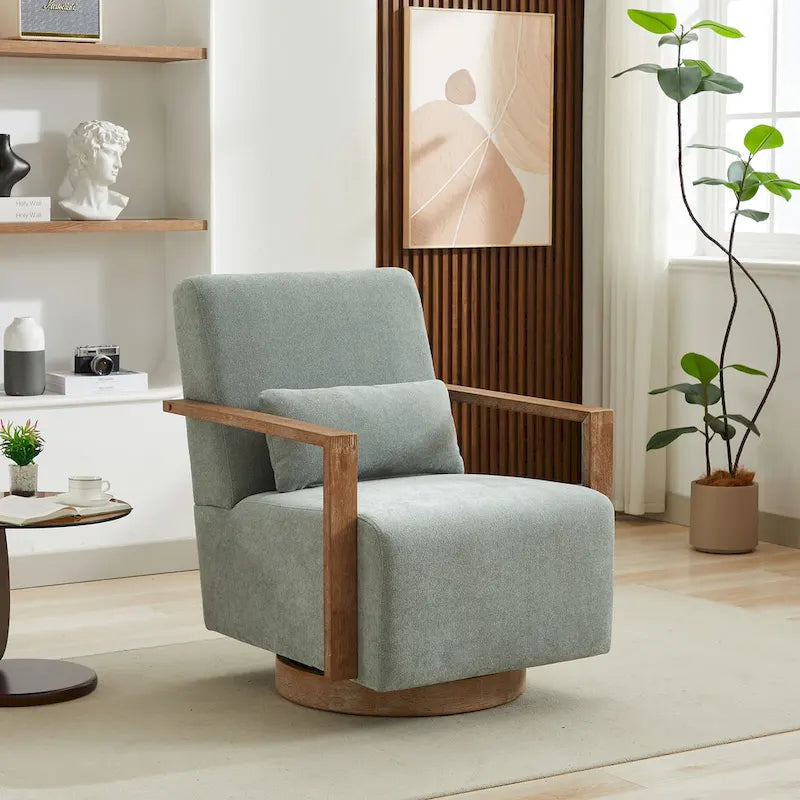 30.31 Sillón giratorio decorativo tapizado de mezcla de lino
