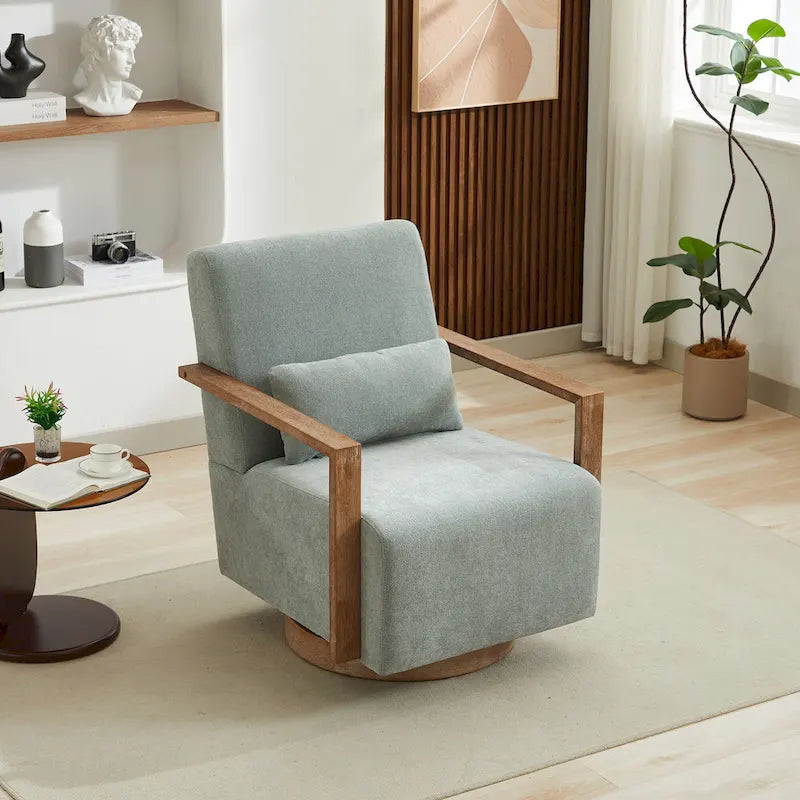 30.31 Sillón giratorio decorativo tapizado de mezcla de lino