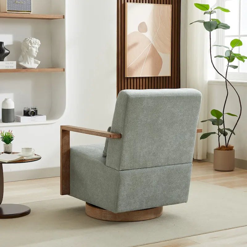 30.31 Sillón giratorio decorativo tapizado de mezcla de lino