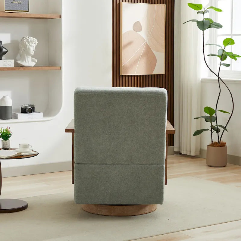 30.31 Sillón giratorio decorativo tapizado de mezcla de lino