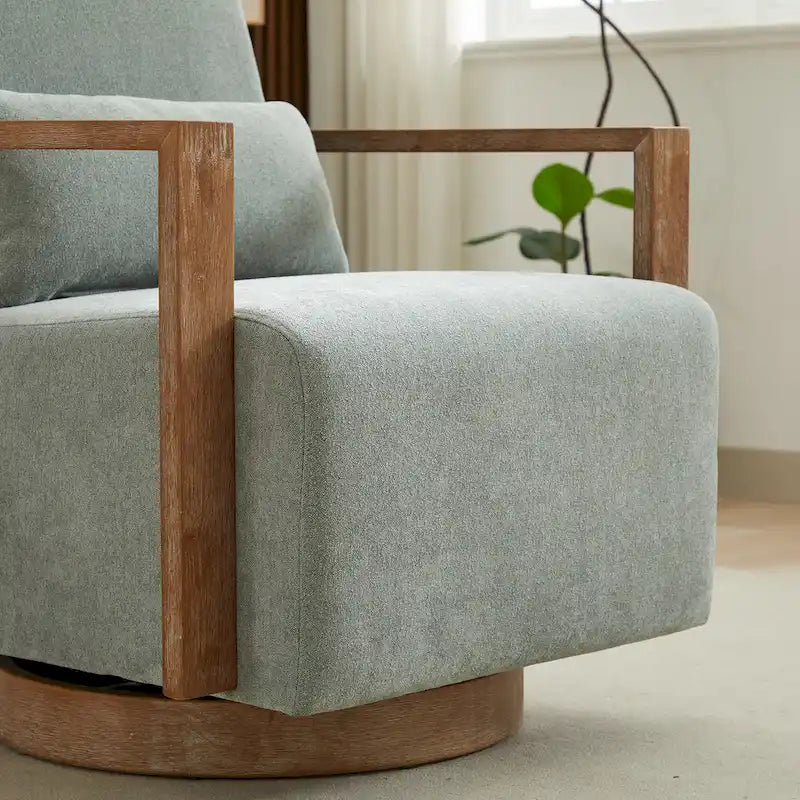30.31 Sillón giratorio decorativo tapizado de mezcla de lino
