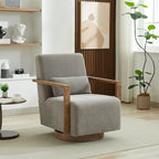 30.31 Sillón giratorio decorativo tapizado de mezcla de lino
