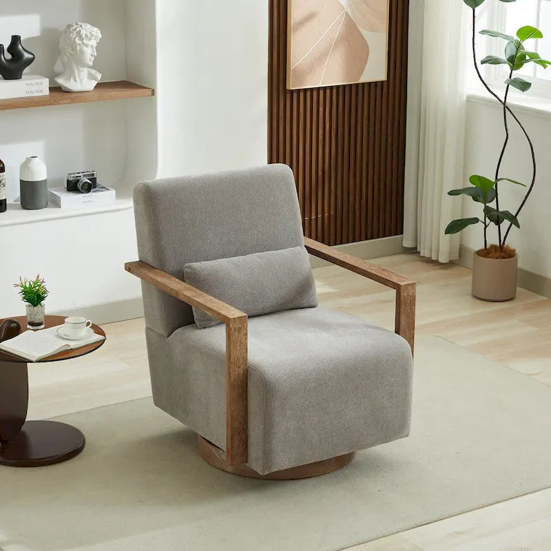 30.31 Sillón giratorio decorativo tapizado de mezcla de lino