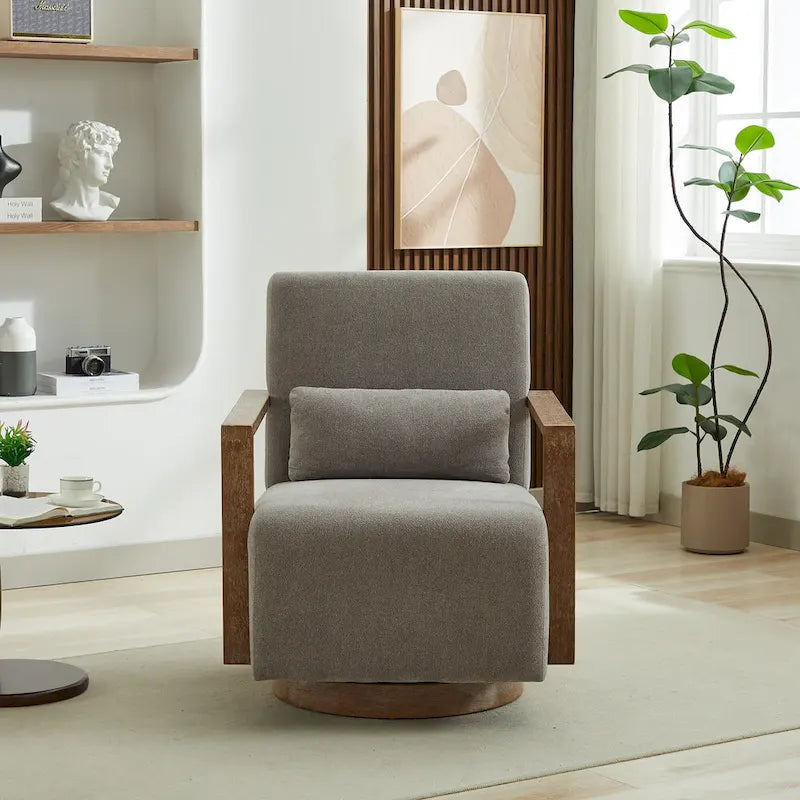 30.31 Sillón giratorio decorativo tapizado de mezcla de lino