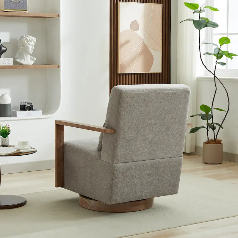 30.31 Sillón giratorio decorativo tapizado de mezcla de lino