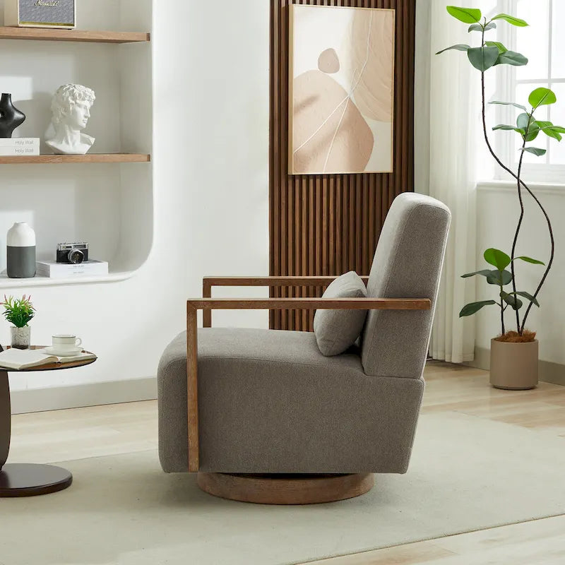 30.31 Sillón giratorio decorativo tapizado de mezcla de lino