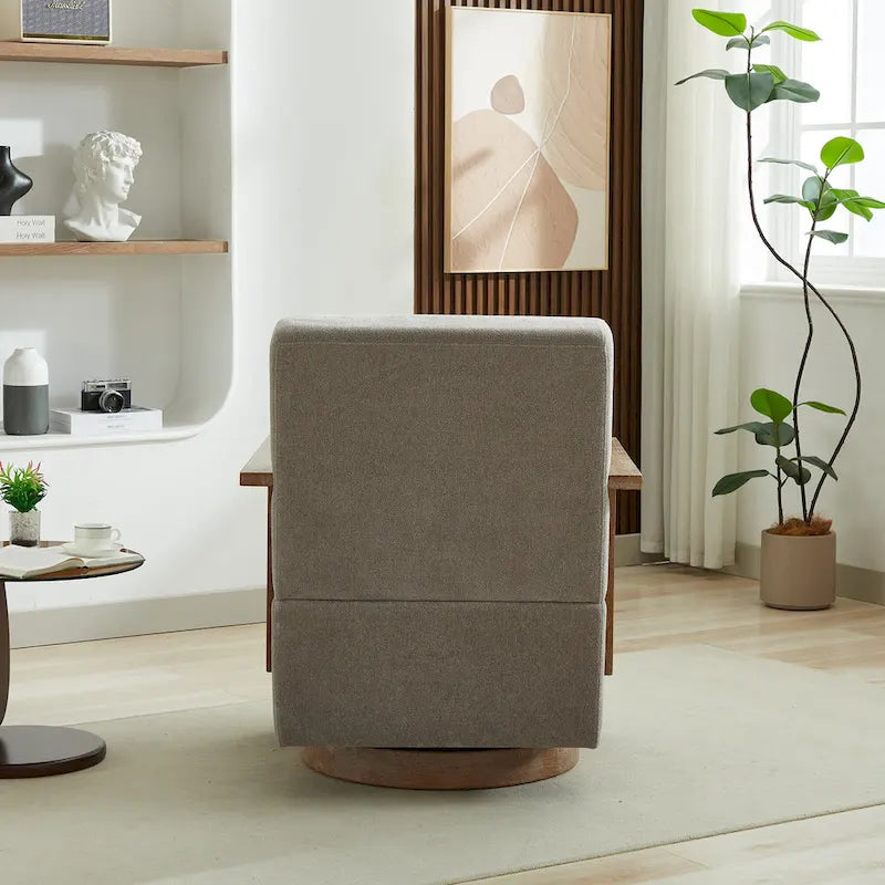 30.31 Sillón giratorio decorativo tapizado de mezcla de lino