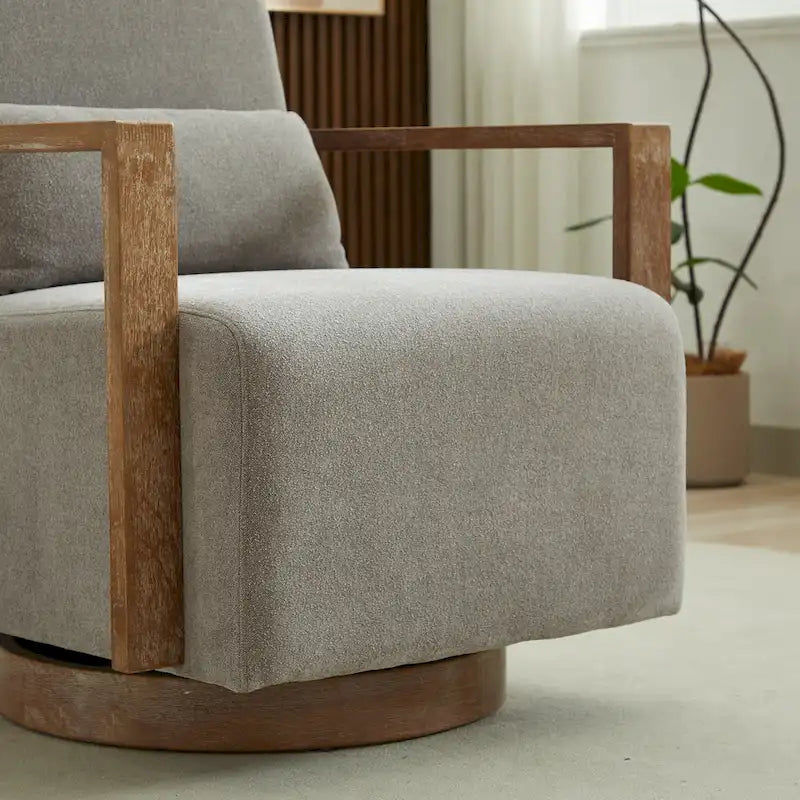 30.31 Sillón giratorio decorativo tapizado de mezcla de lino
