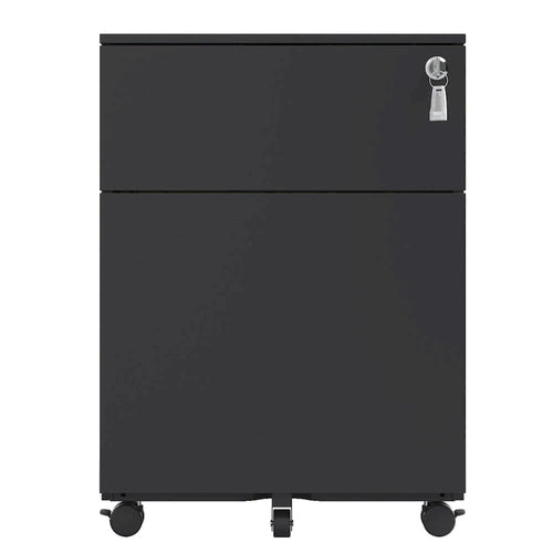 Archivador móvil de 2 cajones con cerradura, archivador de acero para tamaño legal/carta/A4/F4
