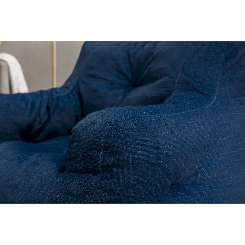 Sillón puff de tela suave de lino y algodón relleno de esponja viscoelástica