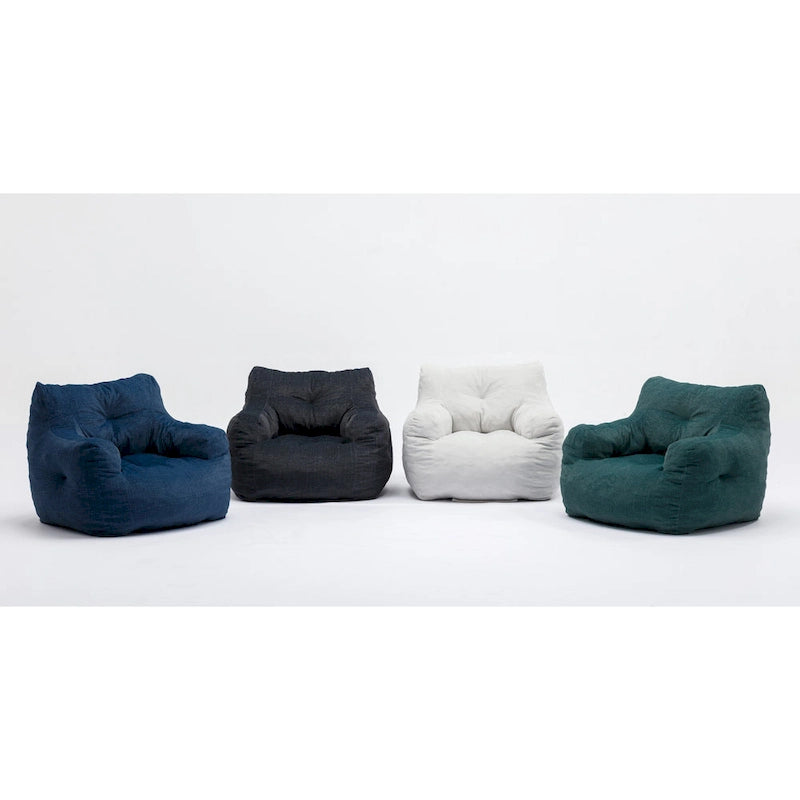 Sillón puff de tela suave de lino y algodón relleno de esponja viscoelástica