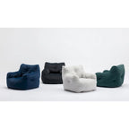 Sillón puff de tela suave de lino y algodón relleno de esponja viscoelástica