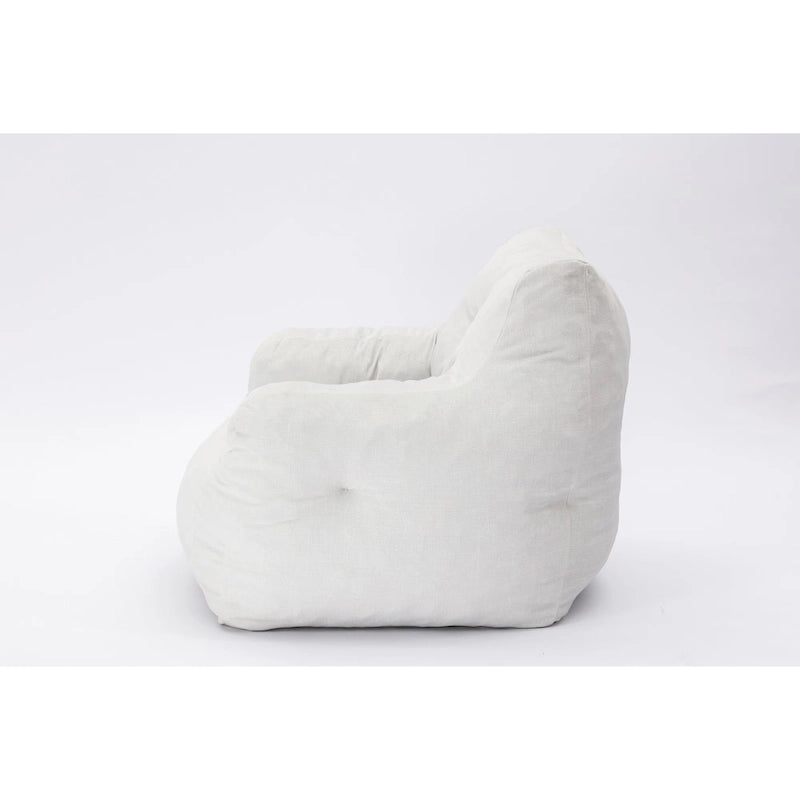Sillón puff de tela suave de lino y algodón relleno de esponja viscoelástica
