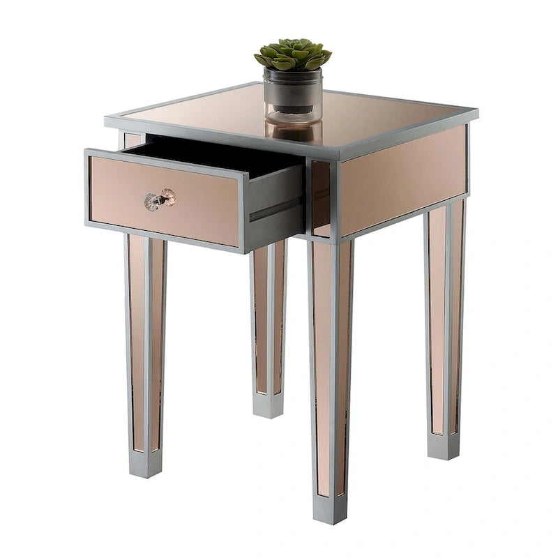 Mesa auxiliar con espejo Gold Coast de 1 cajón