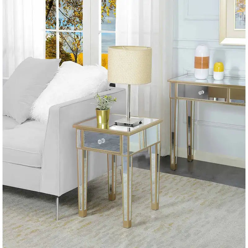Mesa auxiliar con espejo Gold Coast de 1 cajón