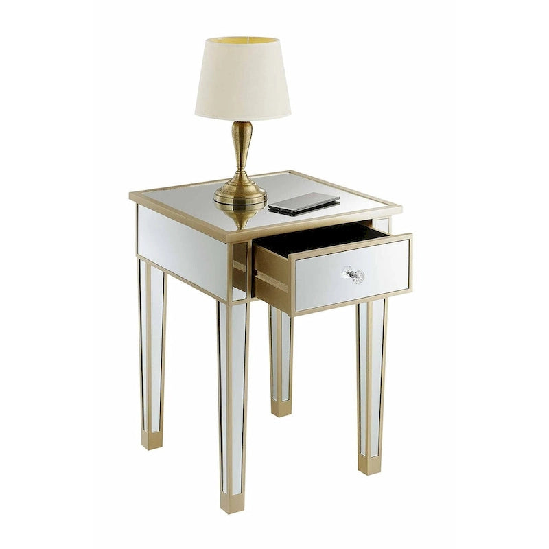 Mesa auxiliar con espejo Gold Coast de 1 cajón