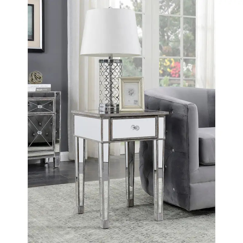 Mesa auxiliar con espejo Gold Coast de 1 cajón