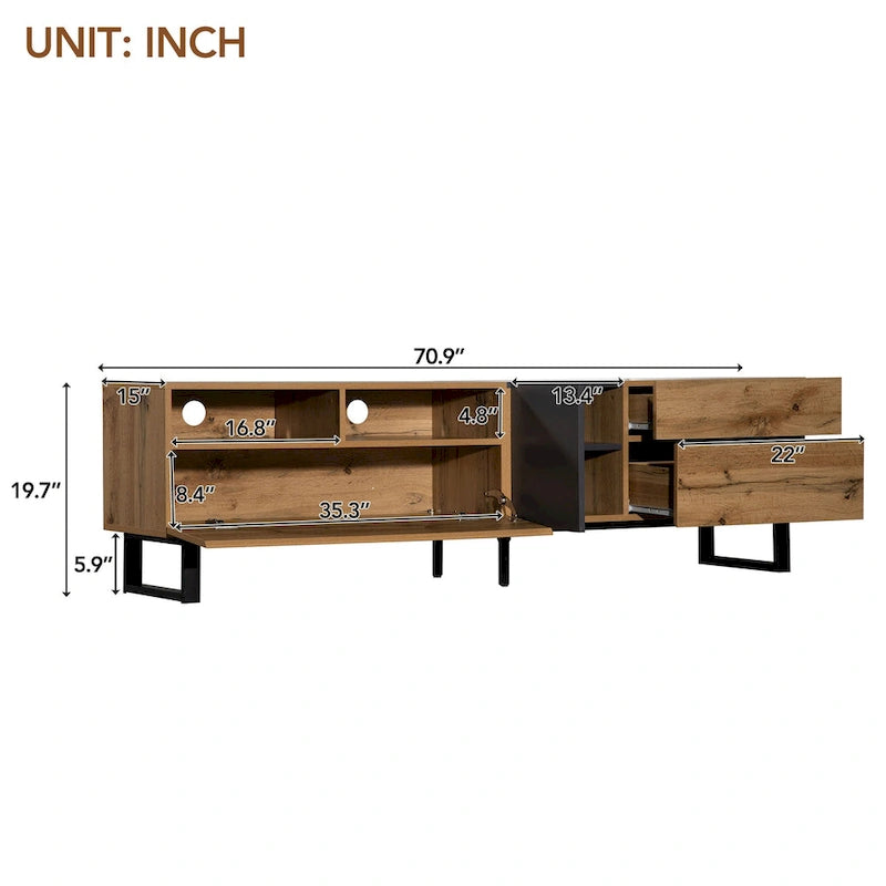 Mueble Moderno para TV de 80" con Doble Espacio de Almacenamiento
