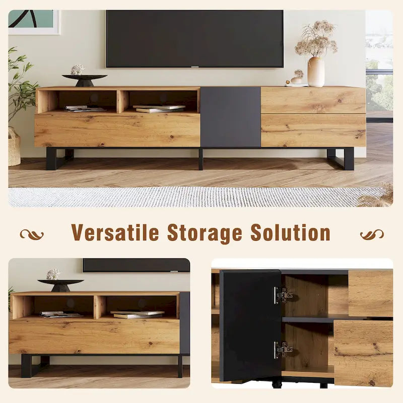 Mueble Moderno para TV de 80" con Doble Espacio de Almacenamiento