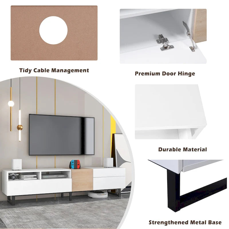 Mueble Moderno para TV de 80" con Doble Espacio de Almacenamiento