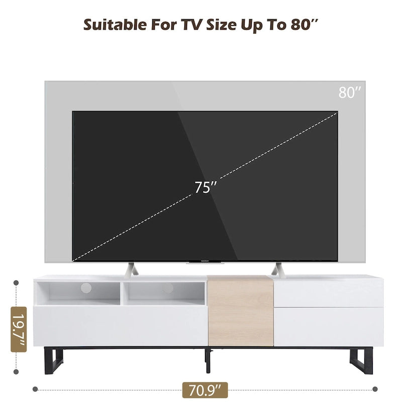 Mueble Moderno para TV de 80" con Doble Espacio de Almacenamiento
