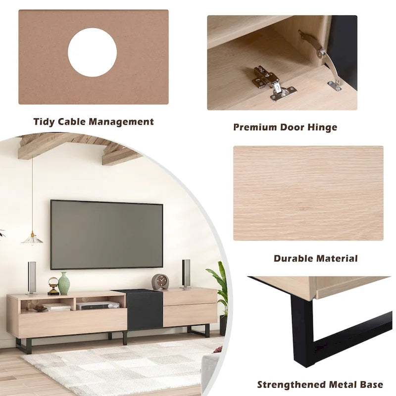 Mueble Moderno para TV de 80" con Doble Espacio de Almacenamiento