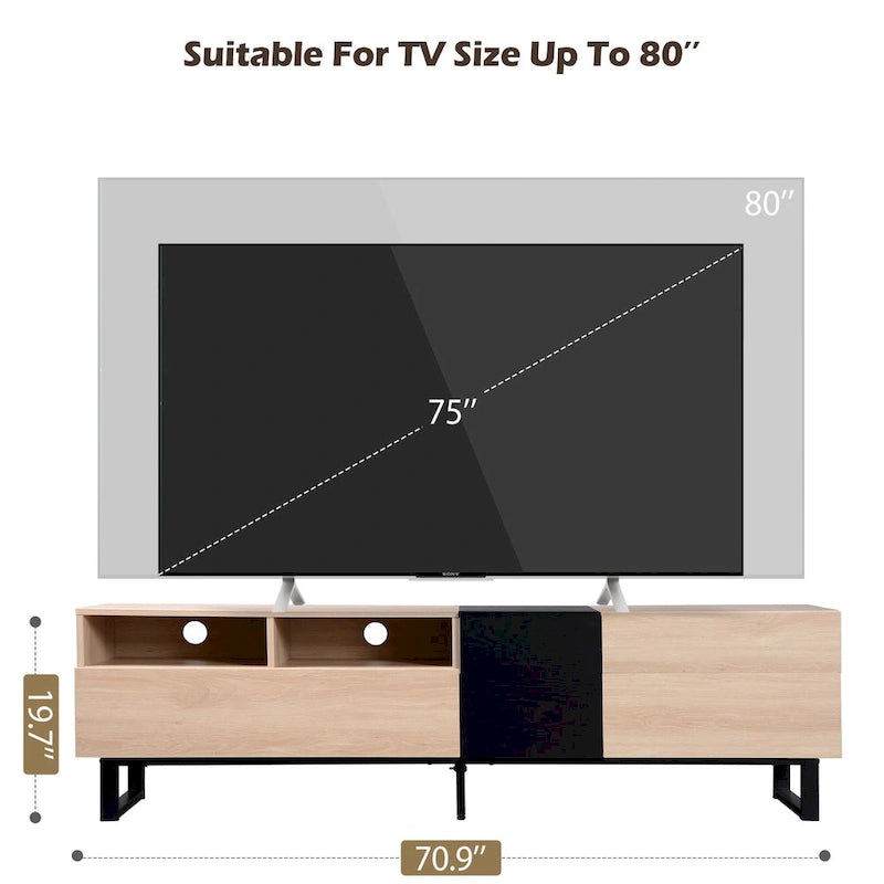 Mueble Moderno para TV de 80" con Doble Espacio de Almacenamiento