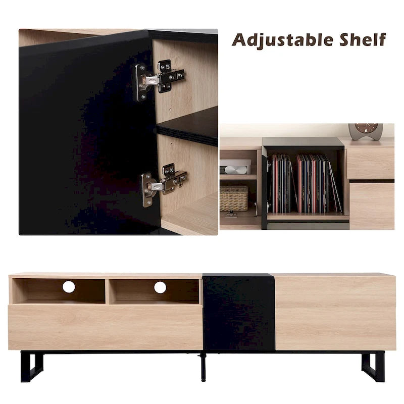Mueble Moderno para TV de 80" con Doble Espacio de Almacenamiento