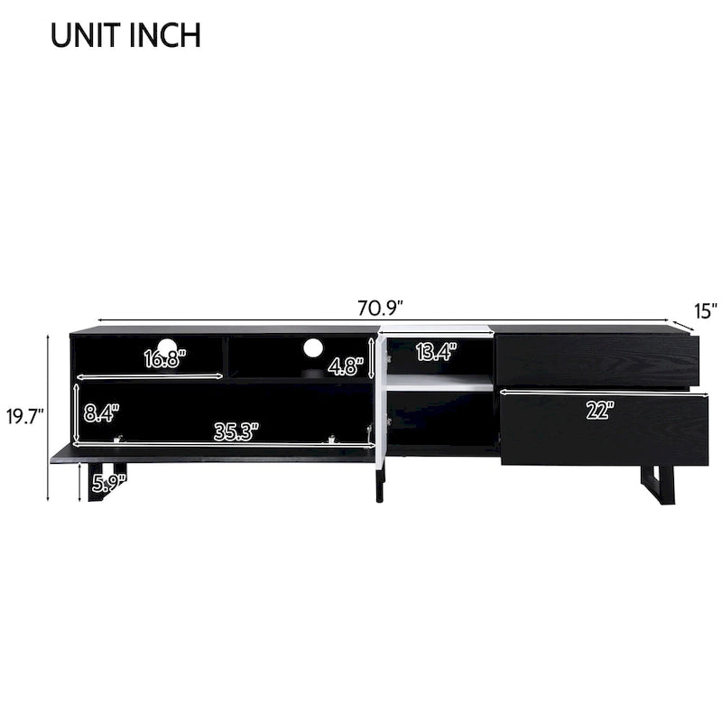 Mueble Moderno para TV de 80" con Doble Espacio de Almacenamiento