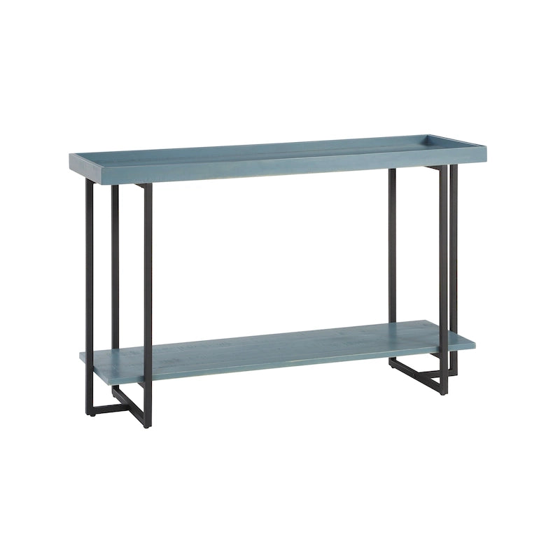 Mesa de sofá metálica de estilo rústico de 1 estante