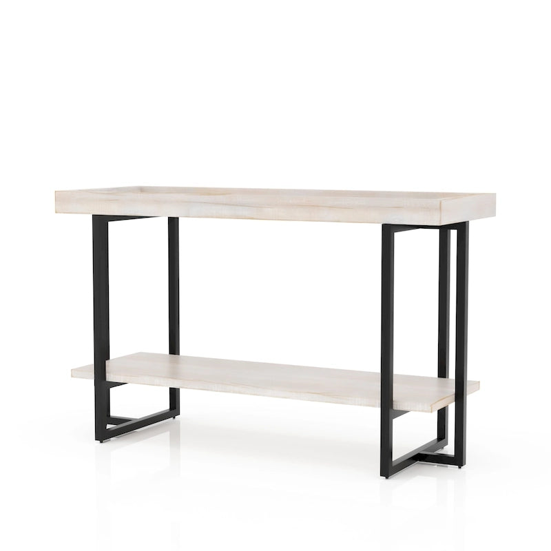 Mesa de sofá metálica de estilo rústico de 1 estante