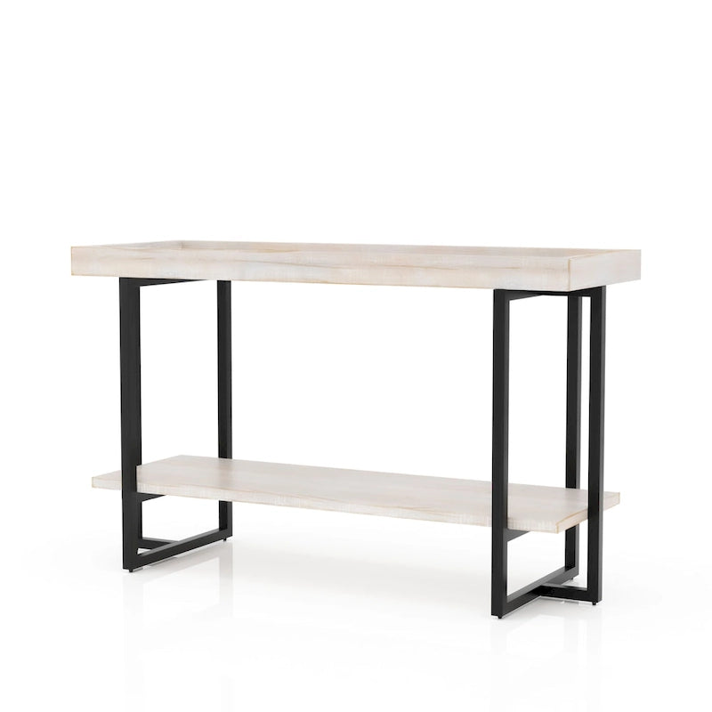 Mesa de sofá metálica de estilo rústico de 1 estante