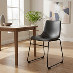 Petra Vegan Leather Side Chairs with Black Legs (Set of 2)