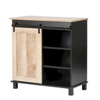 Vinoteca de almacenamiento de madera de ingeniería negra y roble - 32.5 H x 31.5 W x 15.75 D