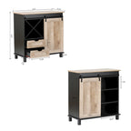 Vinoteca de almacenamiento de madera de ingeniería negra y roble - 32.5 H x 31.5 W x 15.75 D